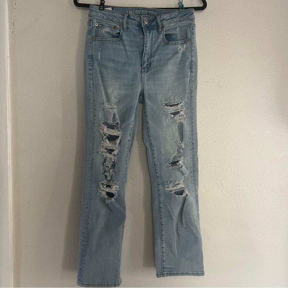 American Eagle Super Stretch Destroyed Denim Light Wash